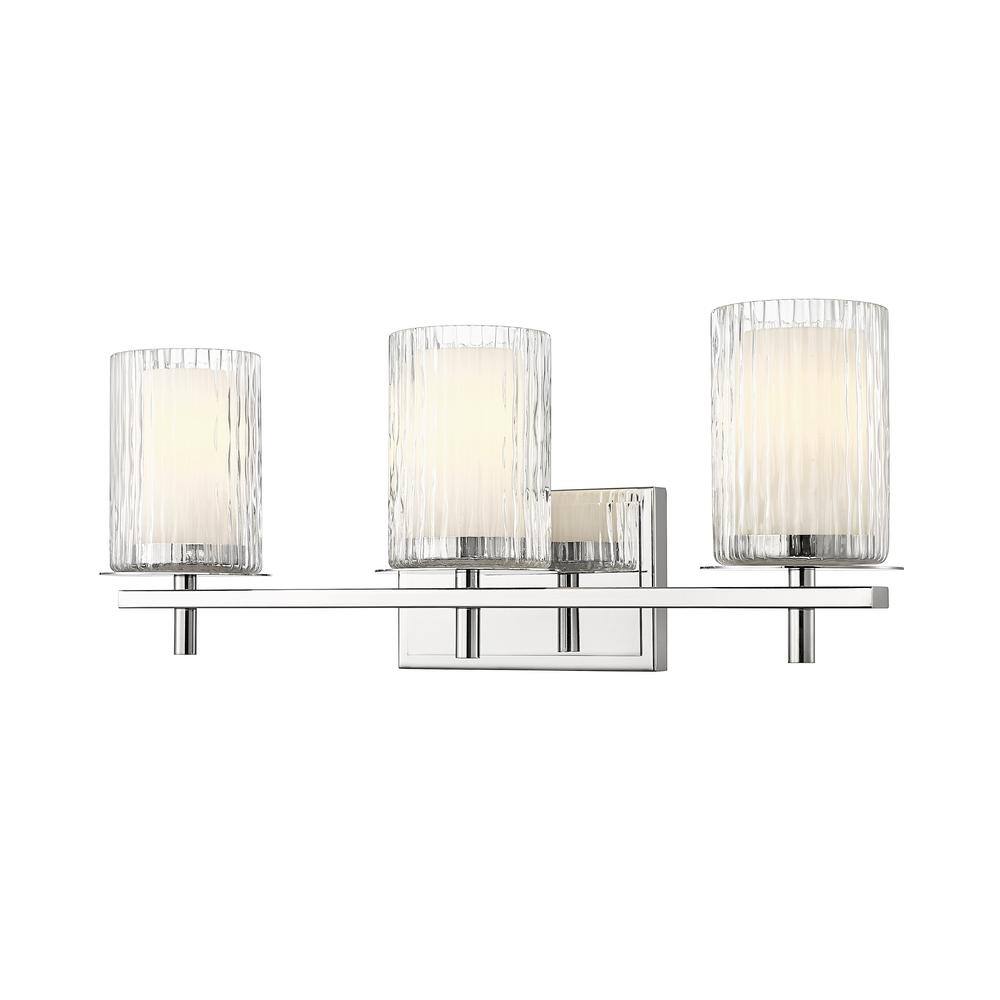 Grayson 23 in. 3-Light Chrome Vanity Light with Clear Etched Opal Glass Sha
