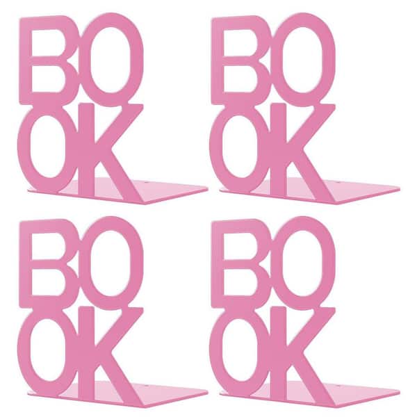 Pink 5 in. x 5.4 in. Metal Modern Bookend, 2-Pair
