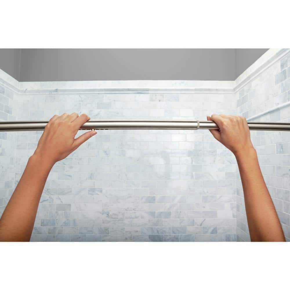 Brushed Nickel 5-Foot Adjustable Tension Curved Shower Curtain Rod