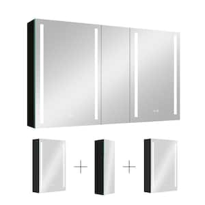 Moray 50 in. W x 30 in. H Rectangular Silver Aluminum Surface Mount Medicine Cabinet with Mirror and LED Light