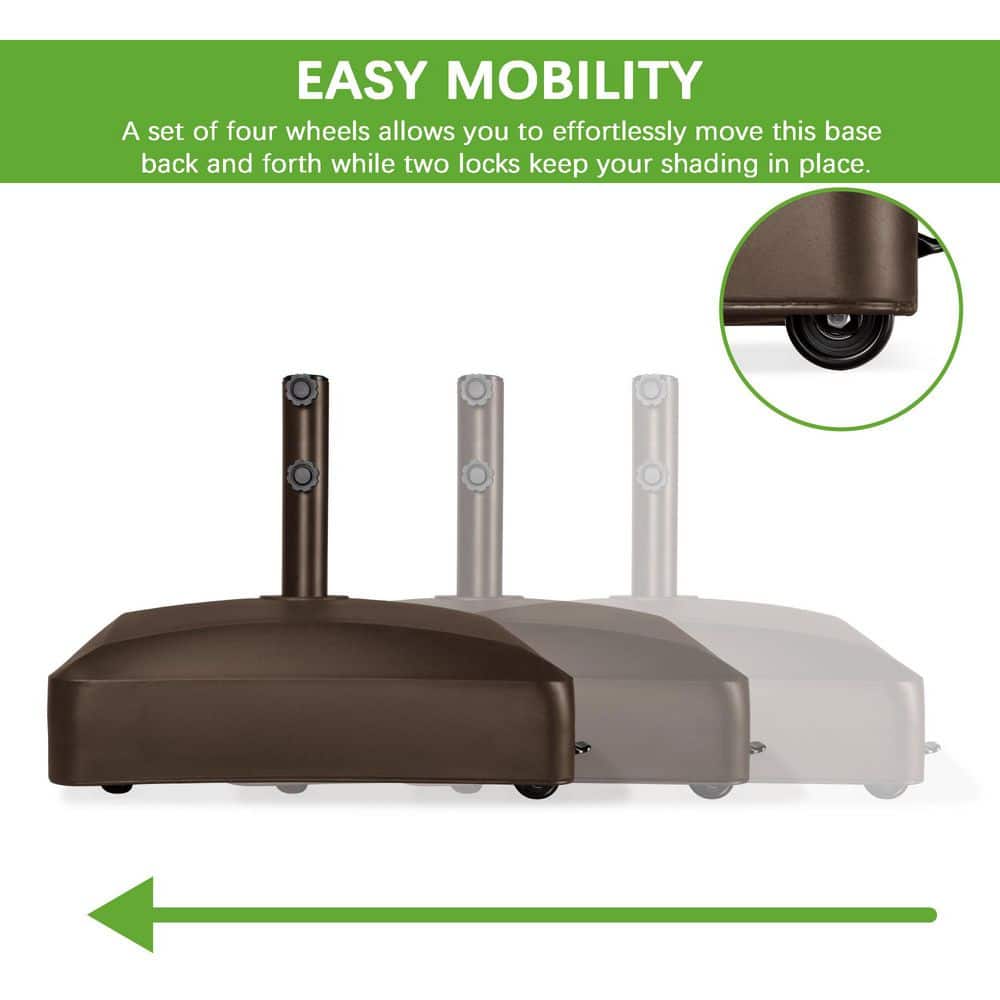 Bronze Heavy Duty Mobile Umbrella Base with Wheels