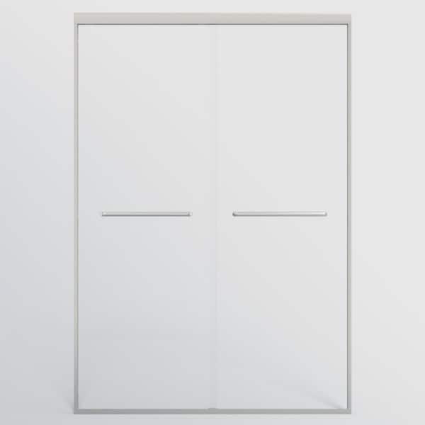 44 in.-48 in. W x 72 in. H Double Sliding Framed Bathroom Shower Door with 1/4 in. Tempered Glass in Brushed Nickel