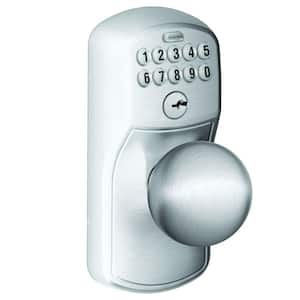 Plymouth Satin Chrome Electronic Keypad Door Lock with Orbit Knob and Flex Lock