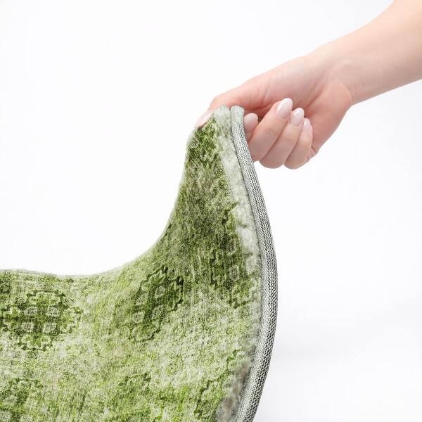 Dream Shag Premium Machine Washable Abstract ADS557 Olive 9 ft. x 12 ft. Area Rug