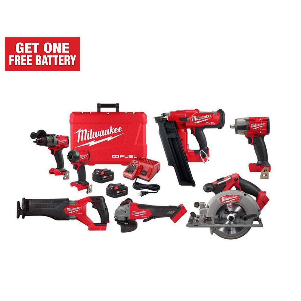 Milwaukee M18 FUEL 18Volt Lithium Ion Brushless Cordless Combo Kit 6Tool with 21Degree