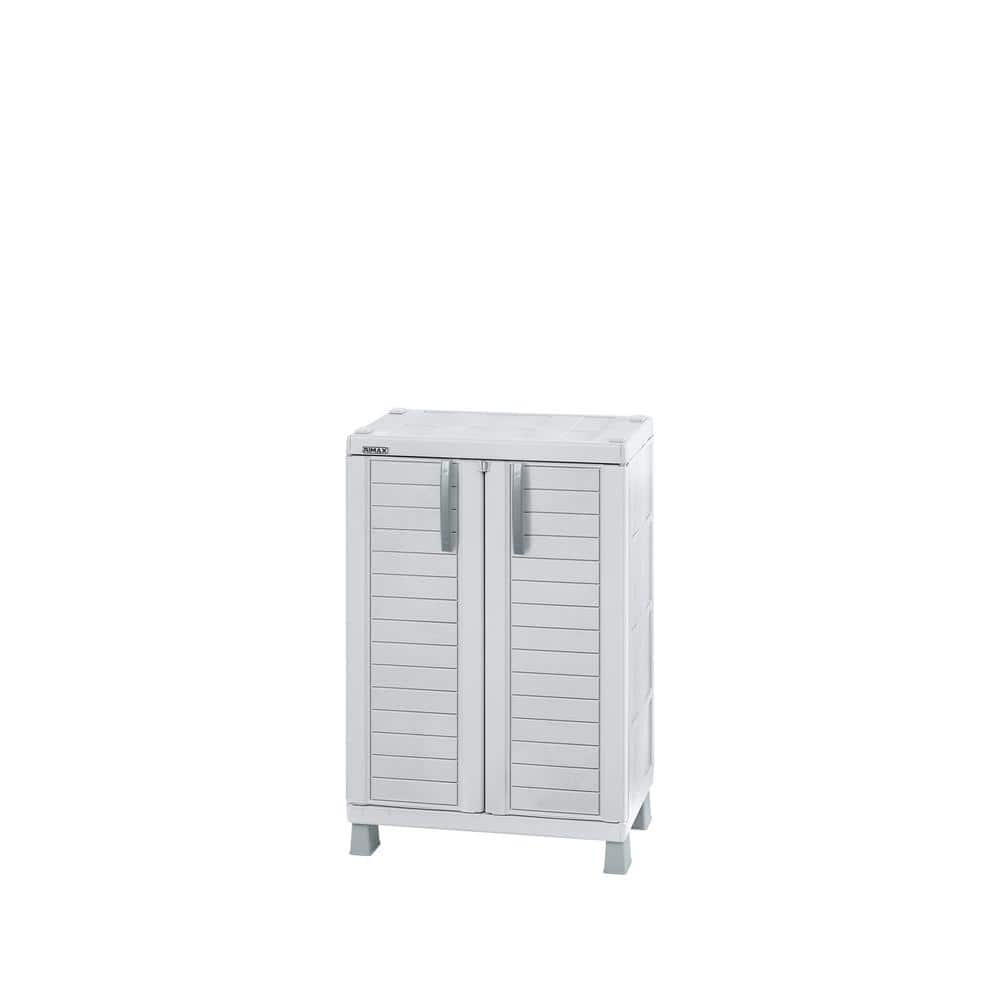 Light Gray Polypropylene Freestanding Office Storage Cabinet with Adjustable Shelves