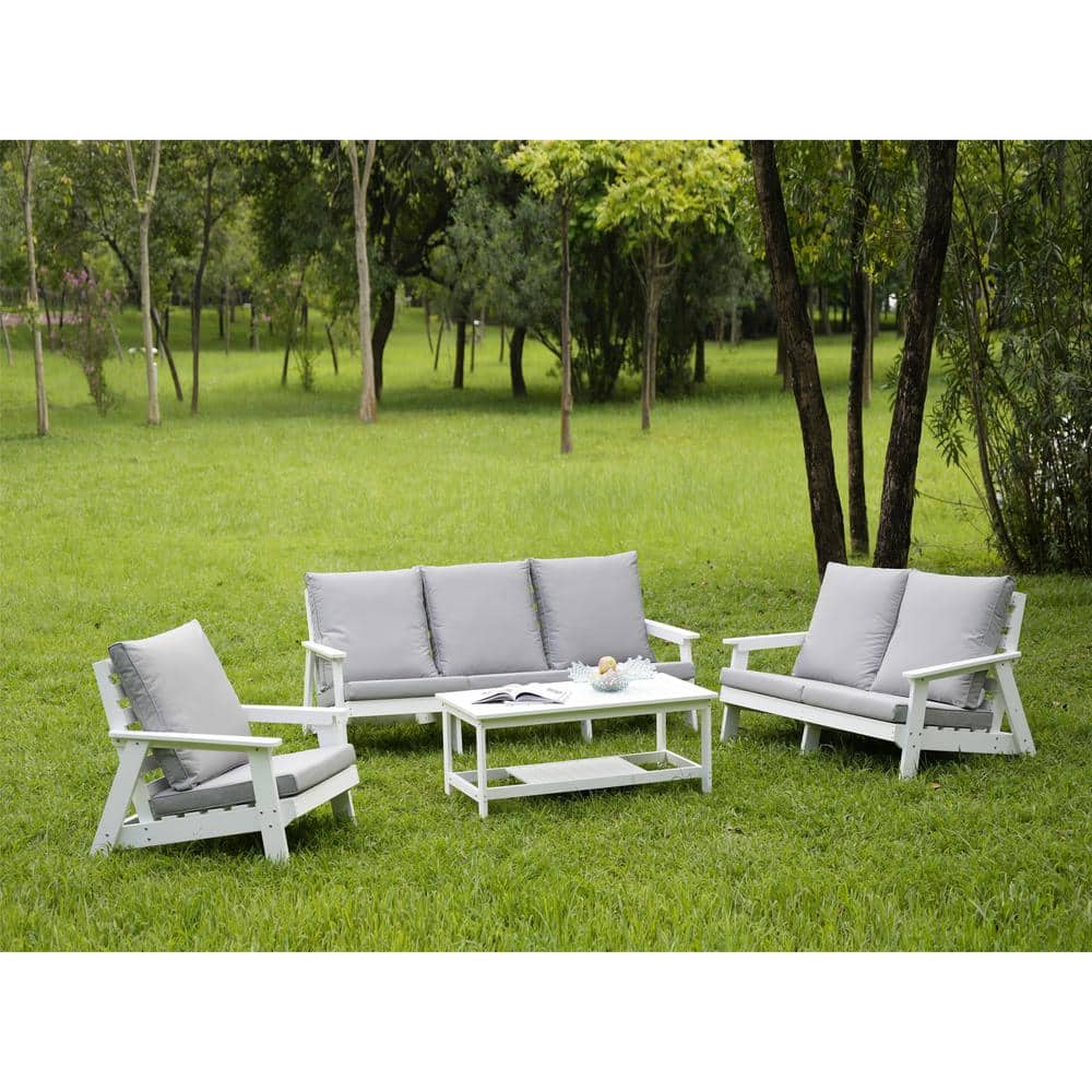 4-Piece Conversation Patio Set, HIPS Weather Resistance Outdoor Sofa and Co