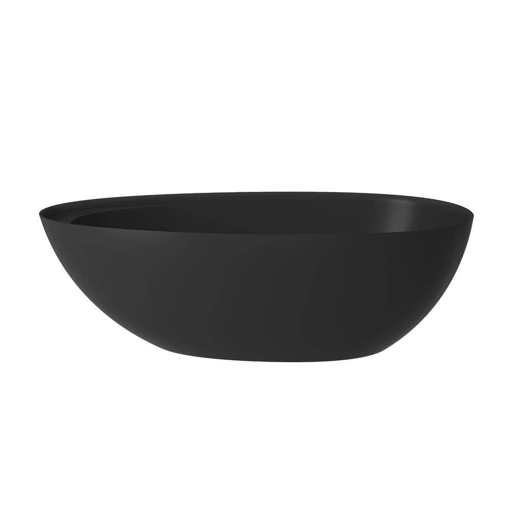 Matte Black 67'' Freestanding Oval Soaking Bathtub