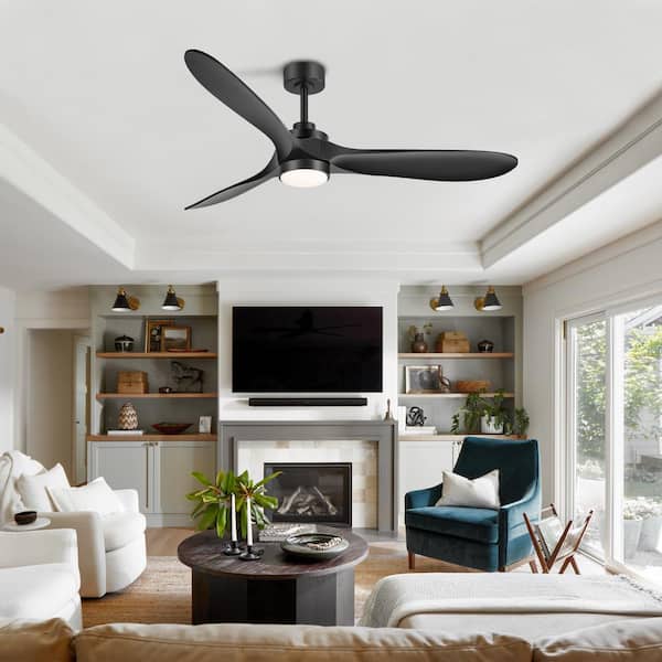 Lesha 60 in. Indoor Integrated LED Black Ceiling Fan with Light and Remote Control Included