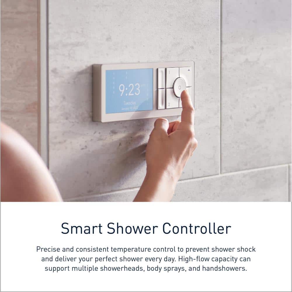 Matte Black Wall-Mounted Digital Shower Controller with LCD Screen