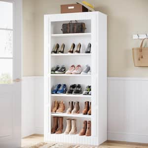 72.8 in. H x 31.5 in. W White 24-Pairs Shoe Storage Cabinet, Freestanding Wood Shoe Rack for Entryway