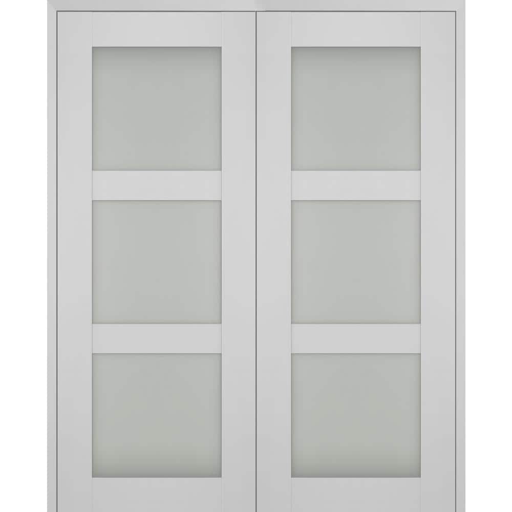 Smart Pro 60 in. x 96 in. Both Active 3-Lite Frosted Glass Polar White Wood Composite Double Prehung French Door price history on PriceWatchPro