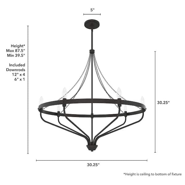 Hunter Merlin 7-Light Satin Brown Industrial Led Chandelier