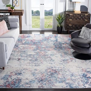 Brentwood Navy/Red 9 ft. x 9 ft. Square Abstract Area Rug