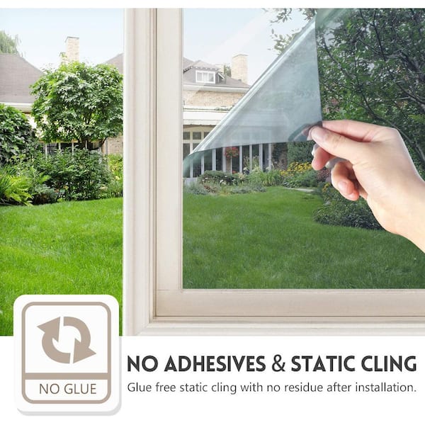 35.4 in. x 78 in. One Way Heat Control Privacy Window Film, Black-Silver