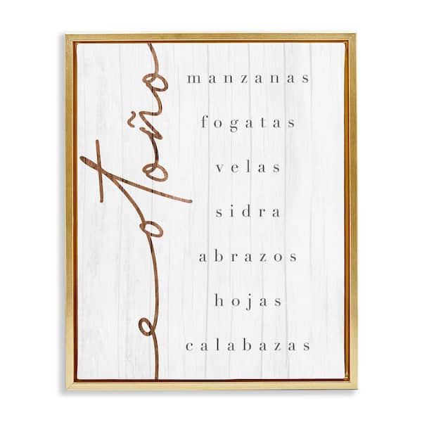 Autumn Festivities List by Lil' Rue Gold Floater Frame Abstract Graphic Art Print 21 in. x 17 in.