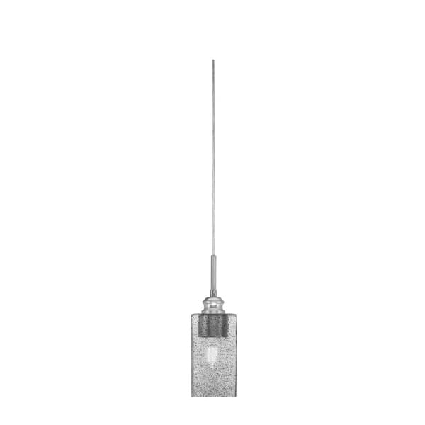 Unbranded Albany 60-Watt 1-Light Brushed Nickel Pendant Mini Pendant Light Square Smoke Bubble Glass and Light Bulb Not Included