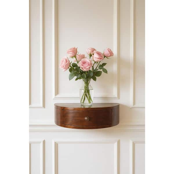 Vasanta Brown 1 Drawer Solid Wood Floating Nightstand