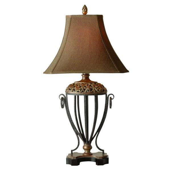 Global Direct 37 in. Antique Gold Leaf Table Lamp