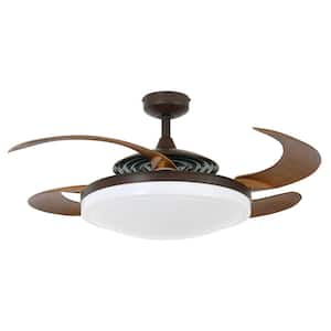 Evo2 Oil Rubbed Bronze Retractable 4-blade 48 in. Lighting with Remote Ceiling Fan