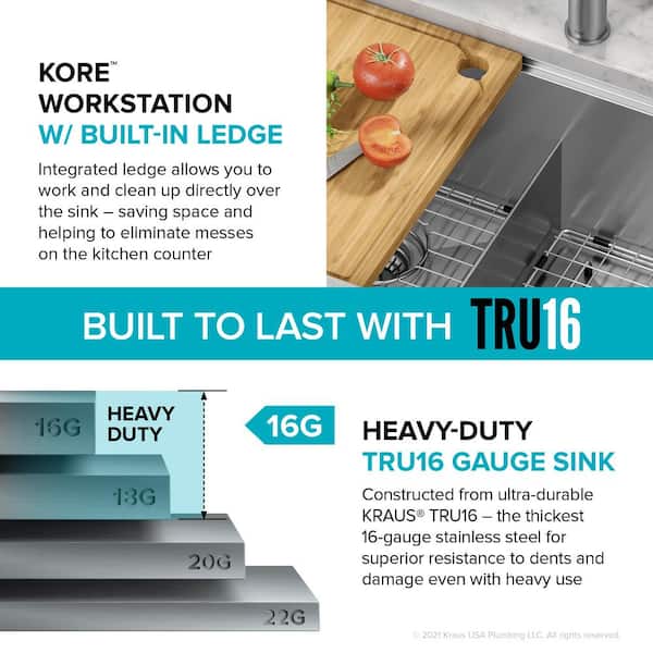 KRAUS Kore Workstation 30 Undermount 16 Gauge Kitchen Sink