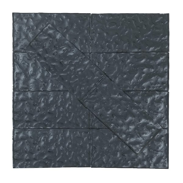 ABOLOS Metallics 3 in. x 6 in. Textured Gray Glossy Glass Subway Wall Tile (6 sq. ft./Case)