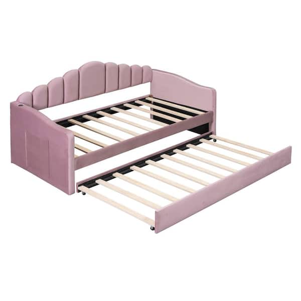 Harper & Bright Designs Pink Twin Size Upholstered Daybed with