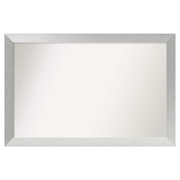 Amanti Art Brushed Sterling Silver 44 in. x 29 in. Custom Non-Beveled Wood Framed Bathroom Vanity Wall Mirror