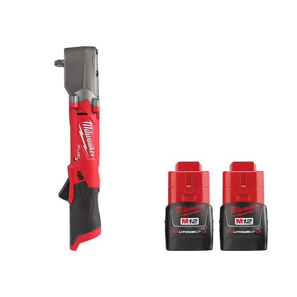 Milwaukee M12 FUEL 12V Lithium Ion Brushless Cordless 3 8 in. Right Angle Impact Wrench With 1.5 Ah Battery Pack 2 Pack 2564 20 48 11 2411 The Home Depot