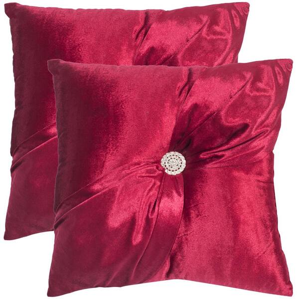SAFAVIEH Posh Holiday Red 16 in. x 16 in. Throw Pillow (Set of 2)