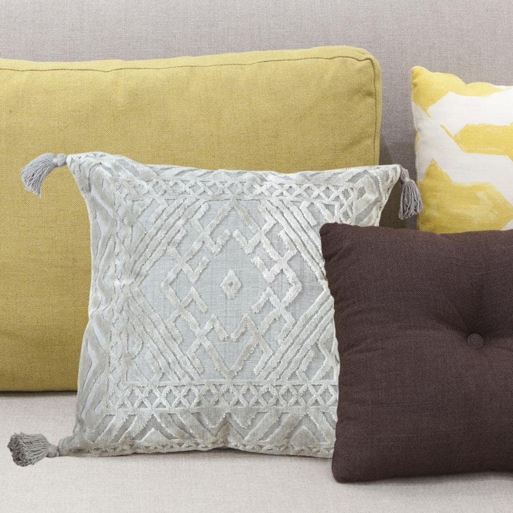 Silver Gray Textured Diamond 20" Square Throw Pillow Set