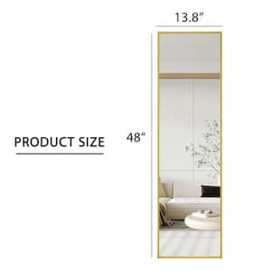 13.9 in. W x 48 in. H Rectangle Golden Aluminium Alloy Metal Frame Wall Mounted Full Body Mirror