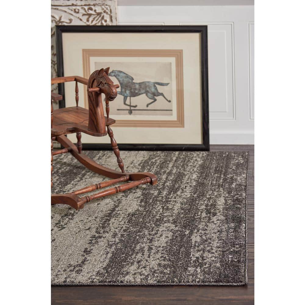 Durable Dark Gray Synthetic Indoor Runner Rug, Easy Care