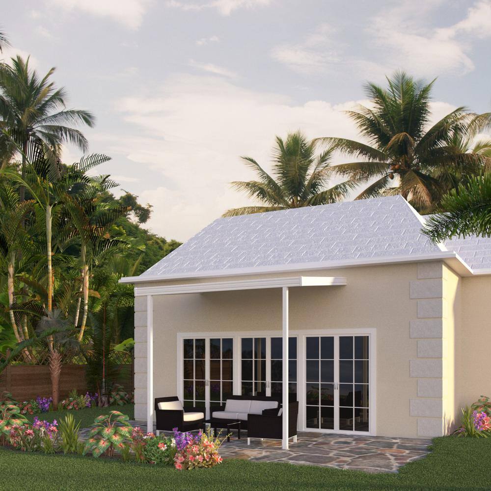 12 ft. x 10 ft. White Metal Patio Awning with Steel Frame