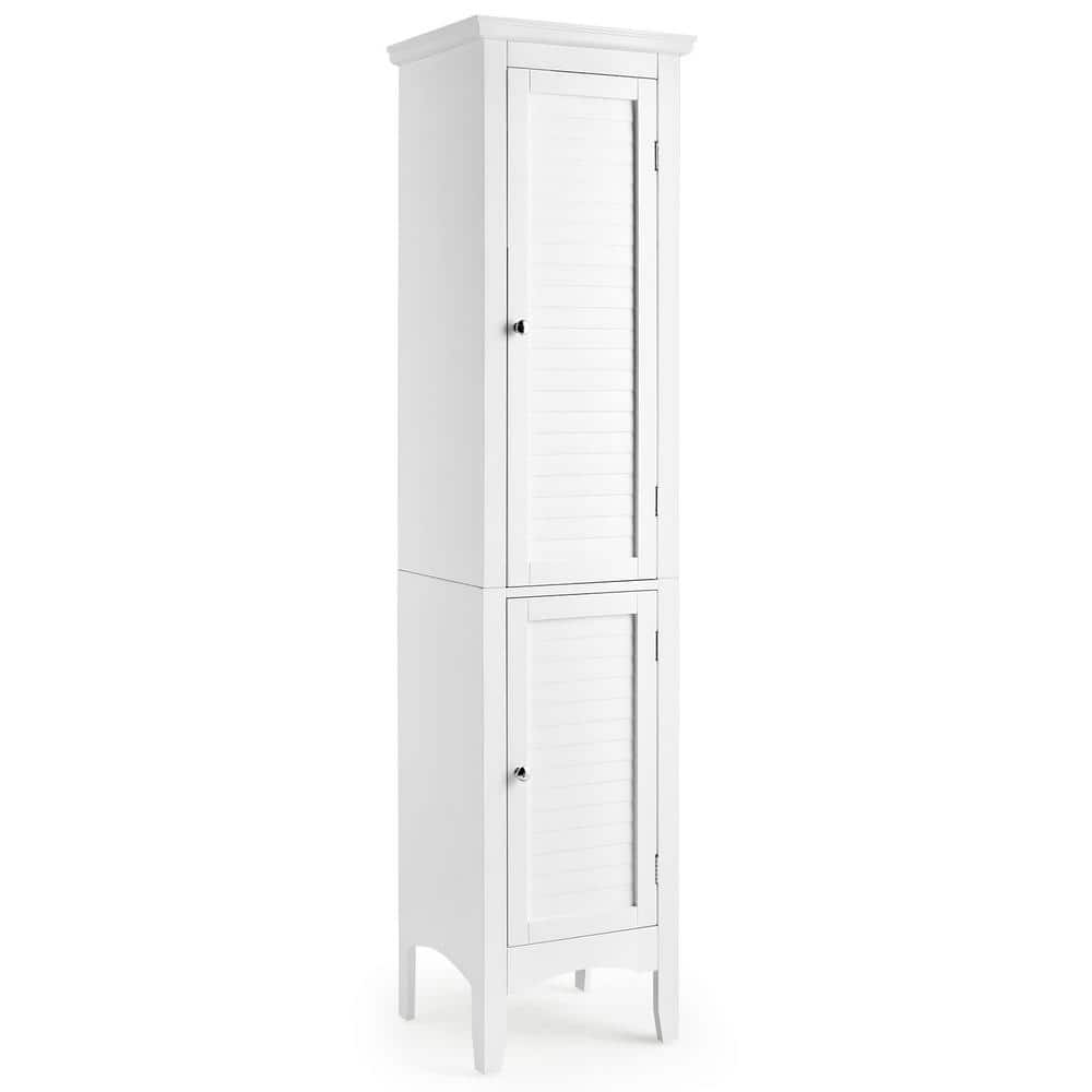 Bunpeony 15 in. W x 13 in. D x 63 in. H White MDF Freestanding Bathroom