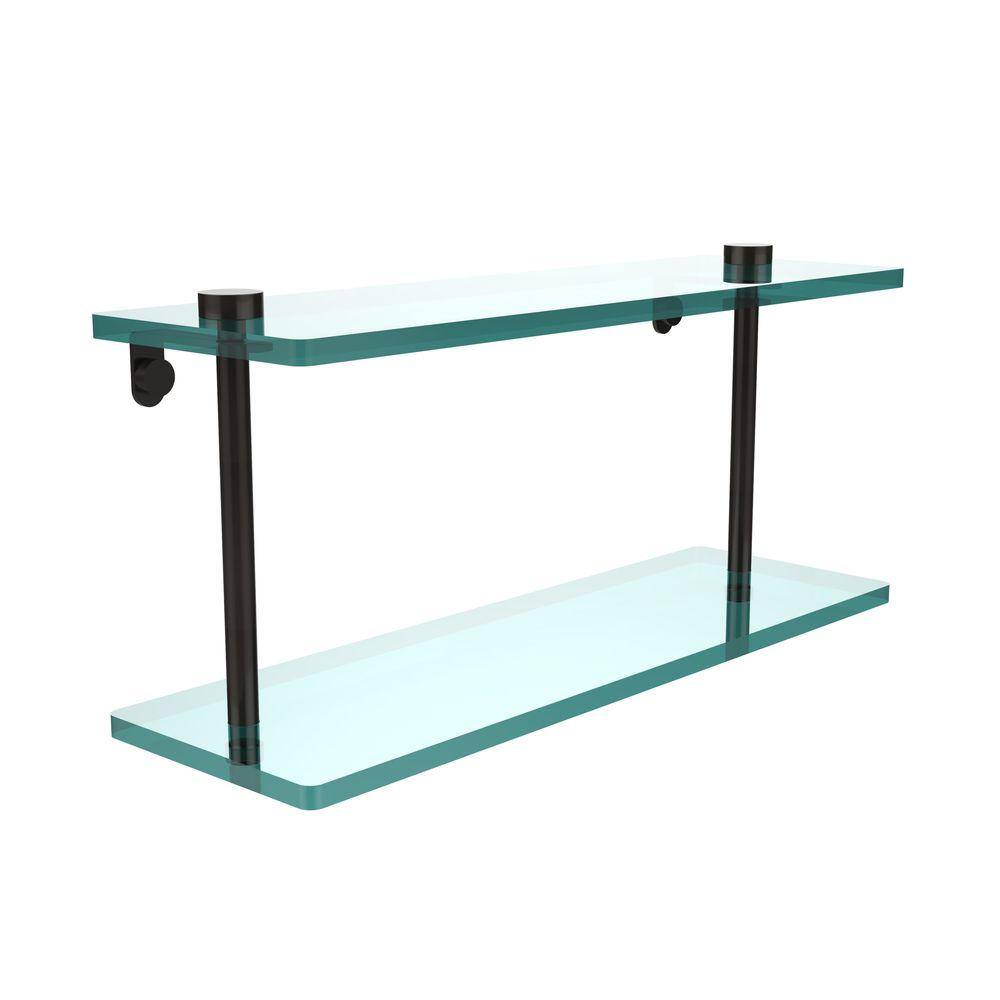 Allied Brass 16" Glass Bathroom Shelf in Oil Rubbed Bronze