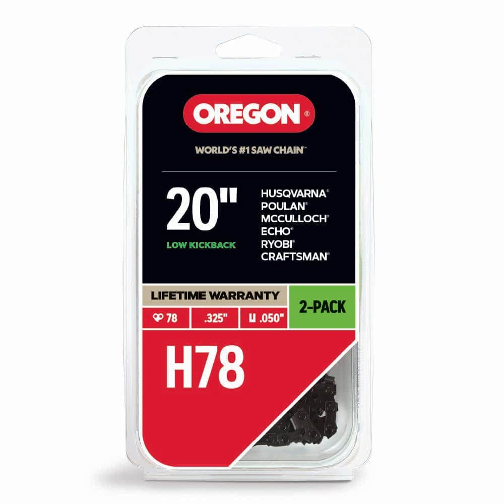 Oregon H78 2-Pack Chainsaw Chain for 20in. Bar Fits Echo, Husqvarna, John Deere, Poulan, Josnered, Craftsman, Makita and others