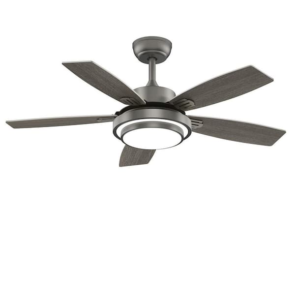 42 in. Indoor Grey Downrod Mount Ceiling Fan with Integrated LED with Remote Control Included