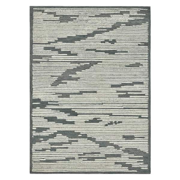8 ft. x 10 ft. Multi-Colored Wool Geometric Hand Hooked Area Rug