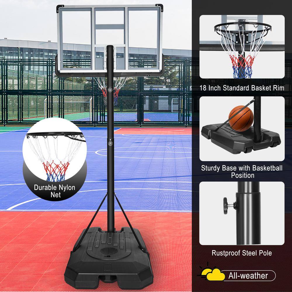 44" Adjustable Portable Basketball Hoop with Polycarbonate Backboard