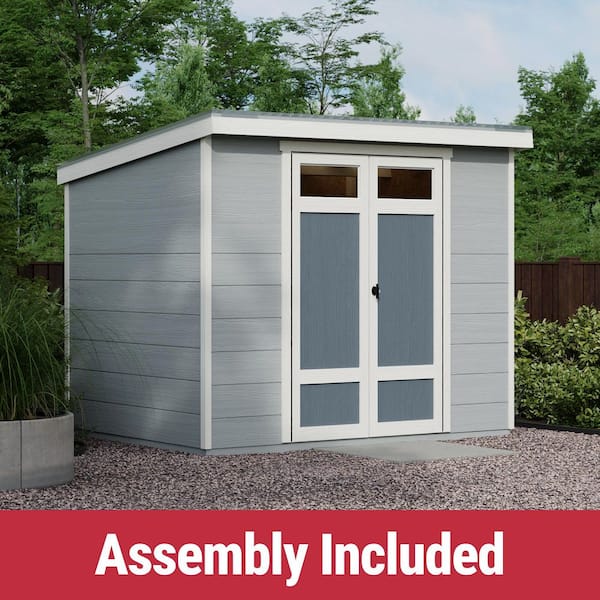 Professionally Assembled Highland 8 ft. W x 6 ft. D Backyard Wood Utility Shed with Gray Polycarbonate Roof (48 sq. ft.)
