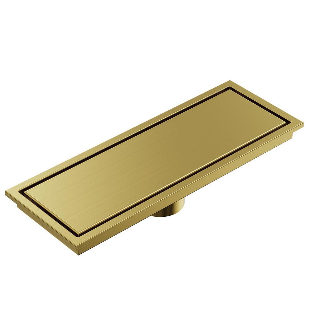 11.8 x 4.3 in. Rectangle Stainless Steel Shower Drain with Tile-In Pattern Drain Cover in Brushed Gold price history on PriceWatchPro