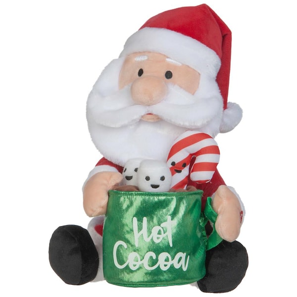Home Accents Holiday 11.42 in. Christmas Animated Plush Santa with Hot Cocoa
