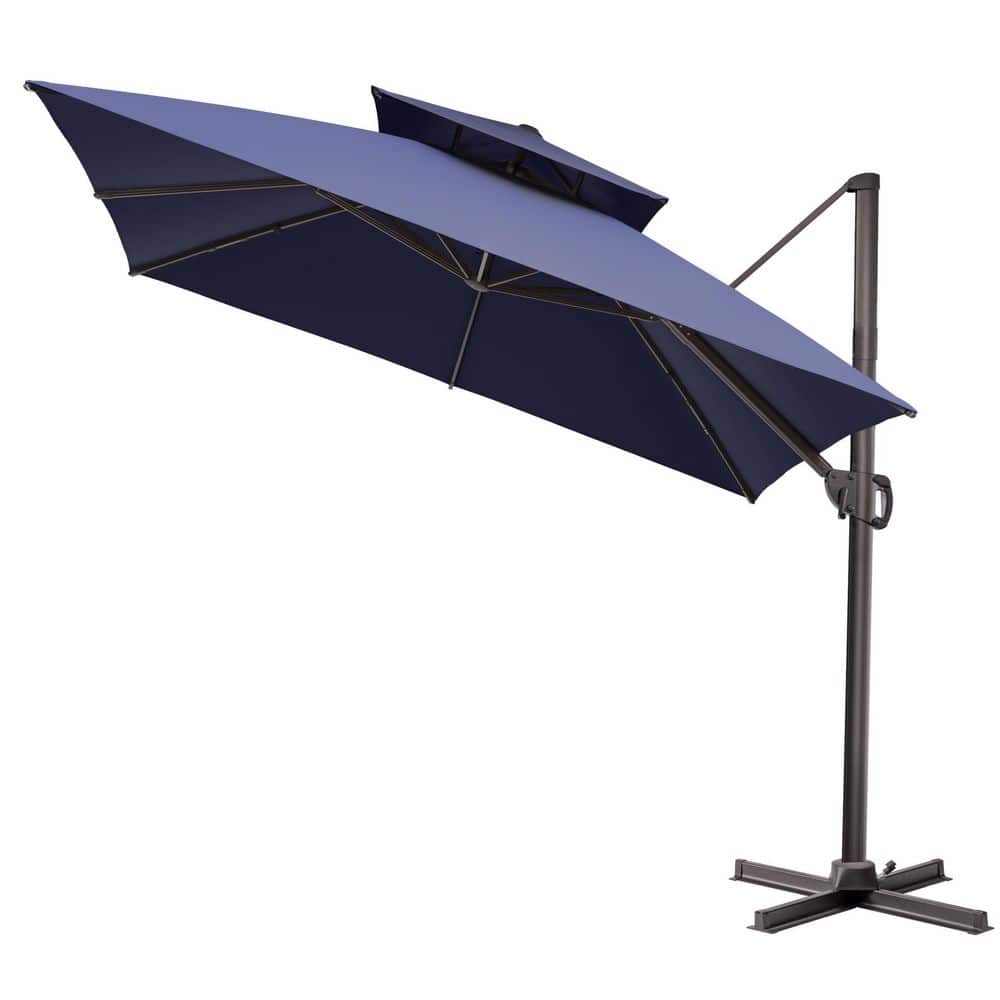 10.5 ft. x 10.5 ft. Double Top Rectangular Cantilever Tilt Patio Umbrella in Navy price history on PriceWatchPro