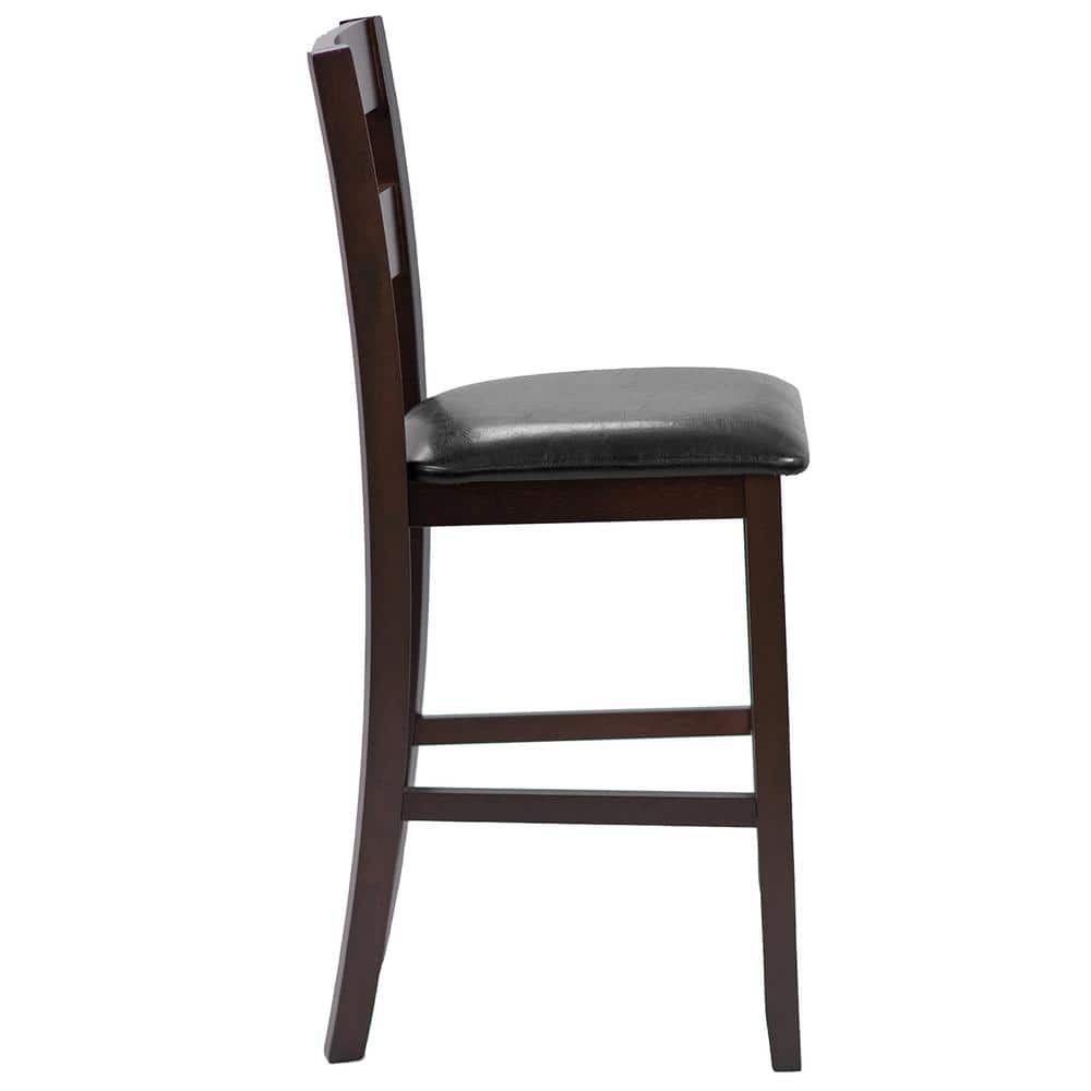 Espresso Black Leatherette 25" Counter Height Bar Stools, Set of 4