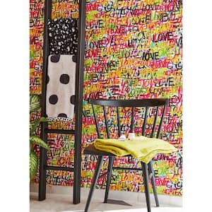 Green Indio Chartreuse Love Scribble Wallpaper Sample