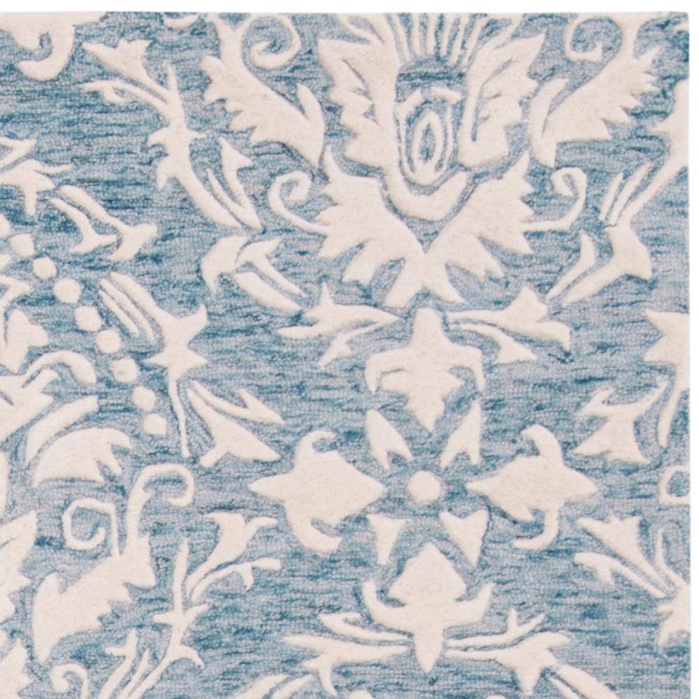 Handmade Tufted Floral Wool Area Rug Blue/Ivory 4' x 6'