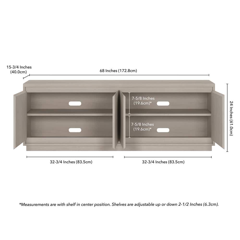 Alder White Modern TV Stand with Cabinets, 68-Inch