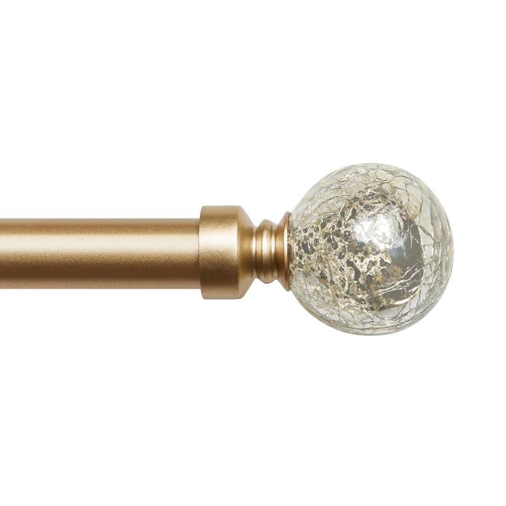 Gold Adjustable Curtain Rod with Acrylic Finials, 36"-72"