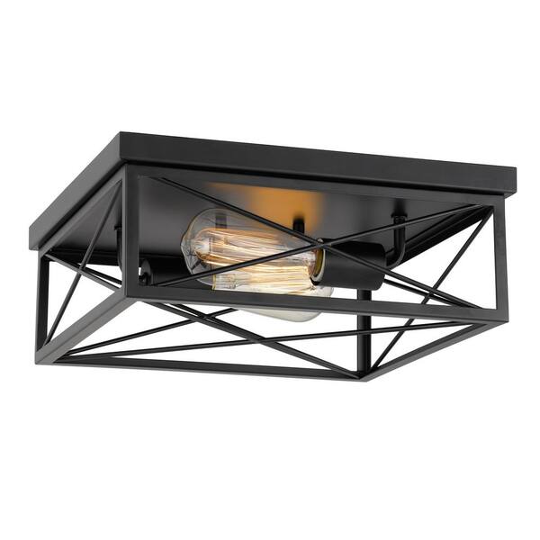 Worldwide Lighting Mystic 13 in. x 13 in. x 5 in. 2-Light Black Flush ...